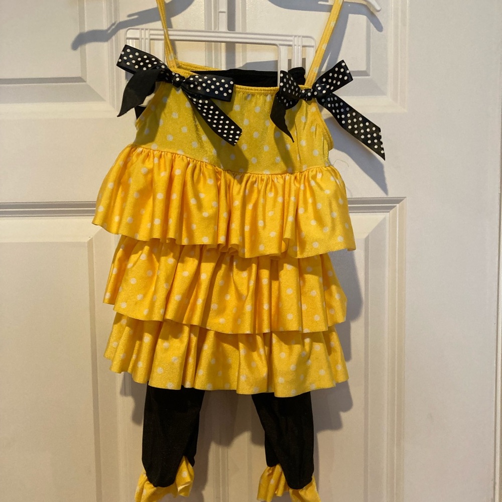 Yellow Polka Dot Kids Costume with Black Accents
